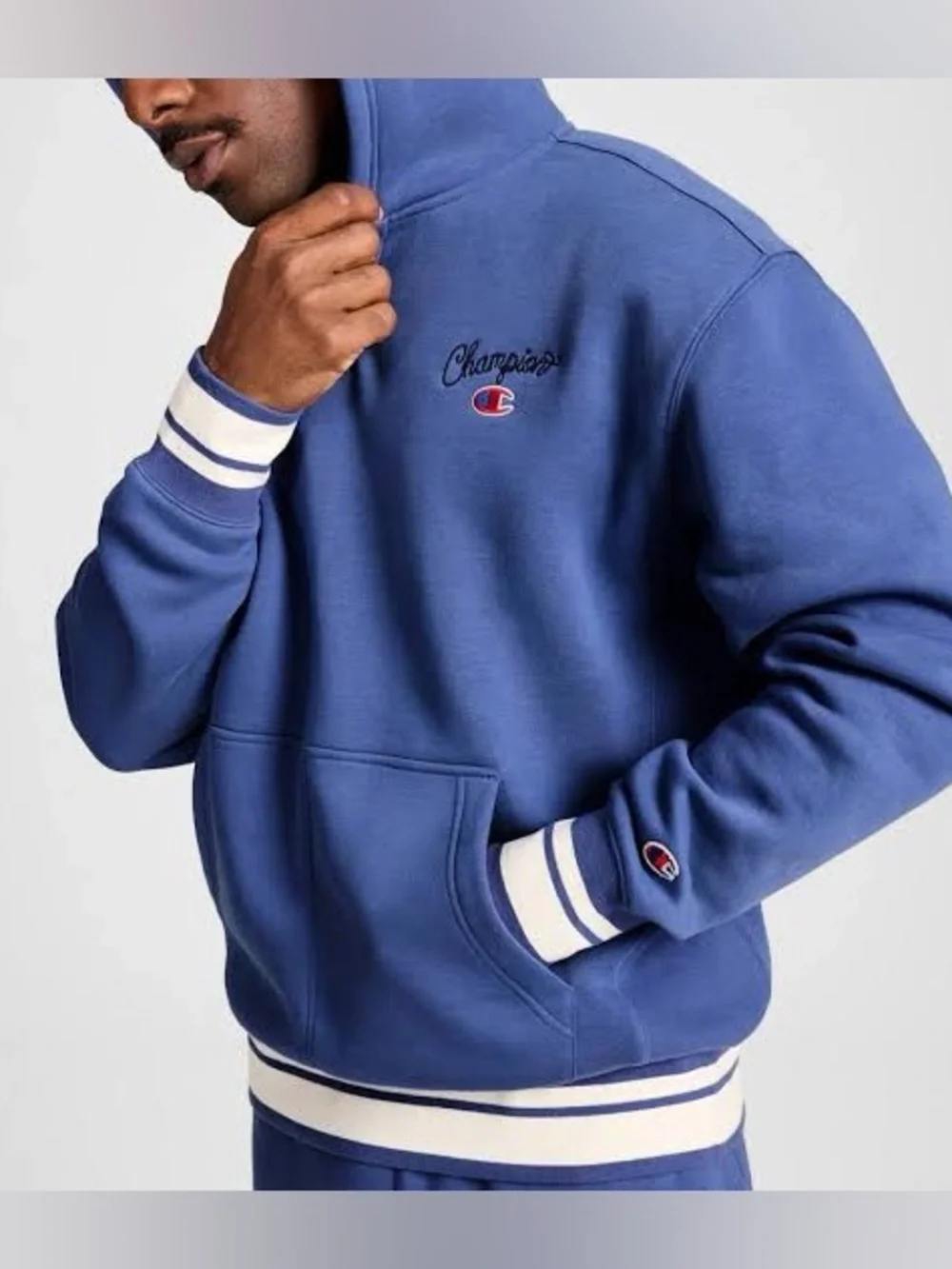 Champion’s Mens Fleece Snap Hoodie and Jogger Sweat set 2XL Blue